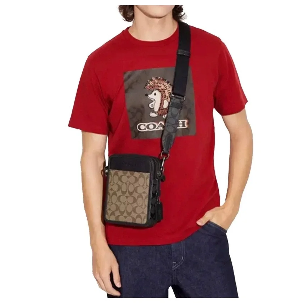 Coach Sullivan Crossbody Signature Canvas Crossbody Bag‎ CC090 Khaki Mens Unisex